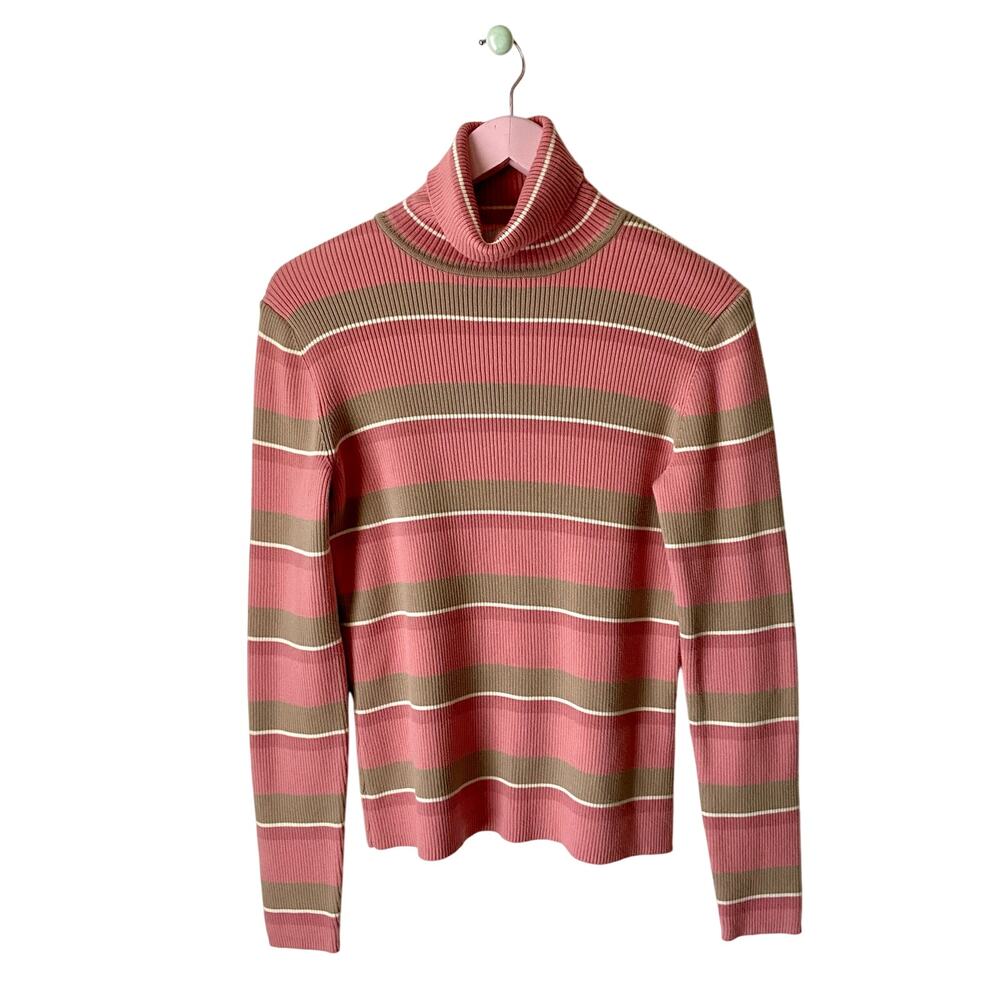 Vintage Pink Striped Turtleneck